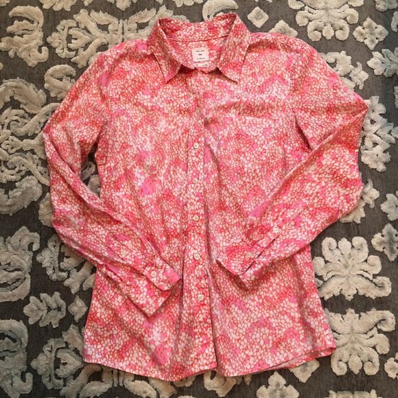 GAP, The Fitted Boyfriend Shirt, Size XS, Color: Shades of Pink/Peach - Picture 1 of 8